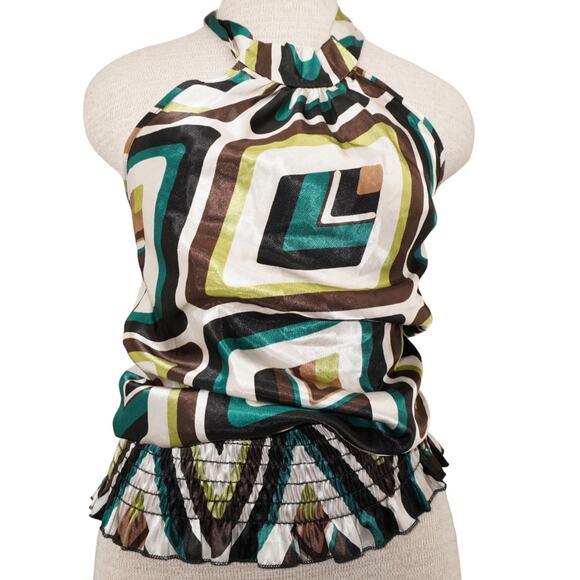 Charlotte Russe Retro Geometric Print Halter Top – Size M - Picture 4 of 7